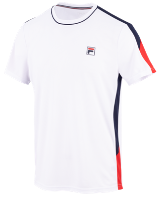 Fila maglia da tennis da uomo vintage bianca con spalle blu